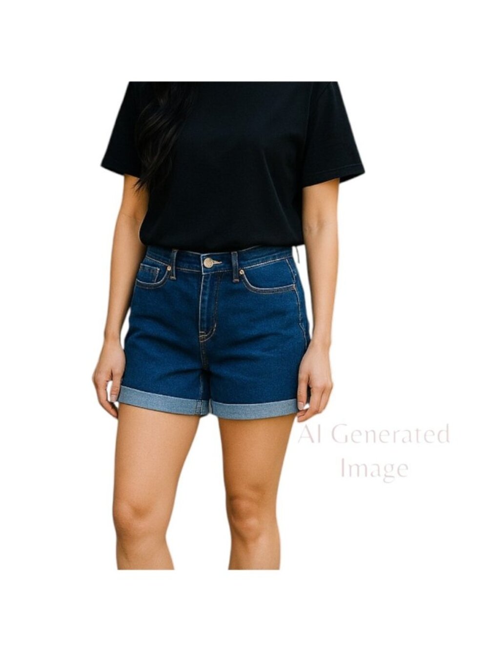 Old Navy SLIM MIDI RINS Cuffed Modest 5" Inseam Denim Blue Jeans Shorts Size 4